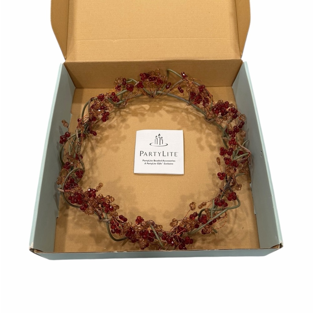 Partylite Genstones Autumn Fall Beaded Candle Ring Accessory Exclusive 10”